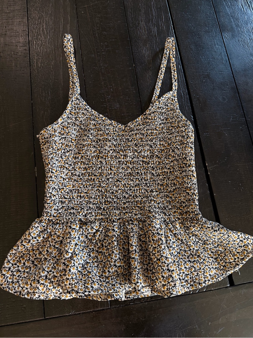 Floral Smocked Peplum Cami Tank Top| XS